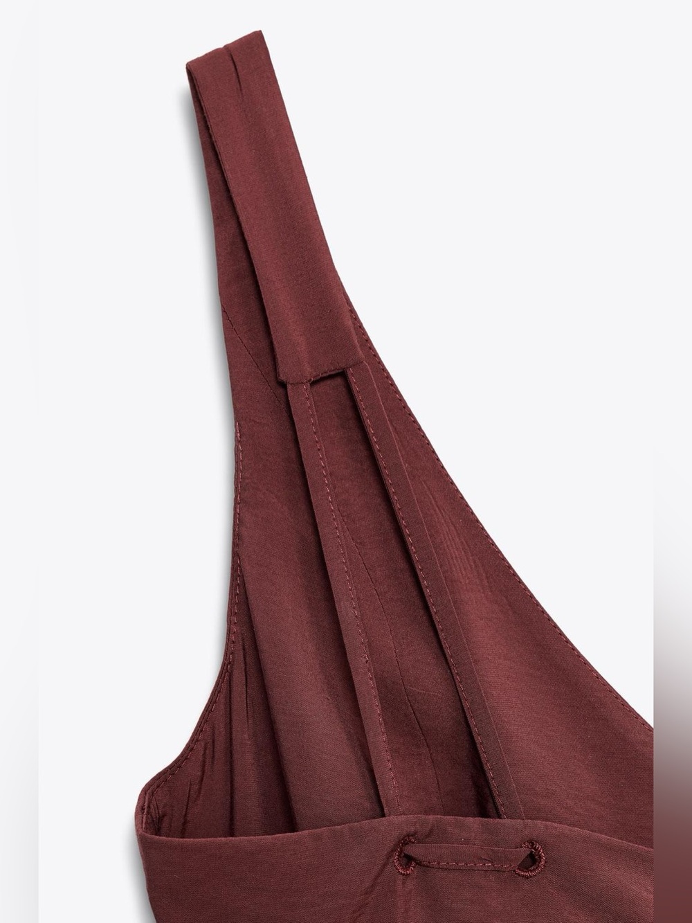 NWT. Zara Burgundy Viscose Blend Drawstring Midi Dress. Size M. - Picture 7 of 10